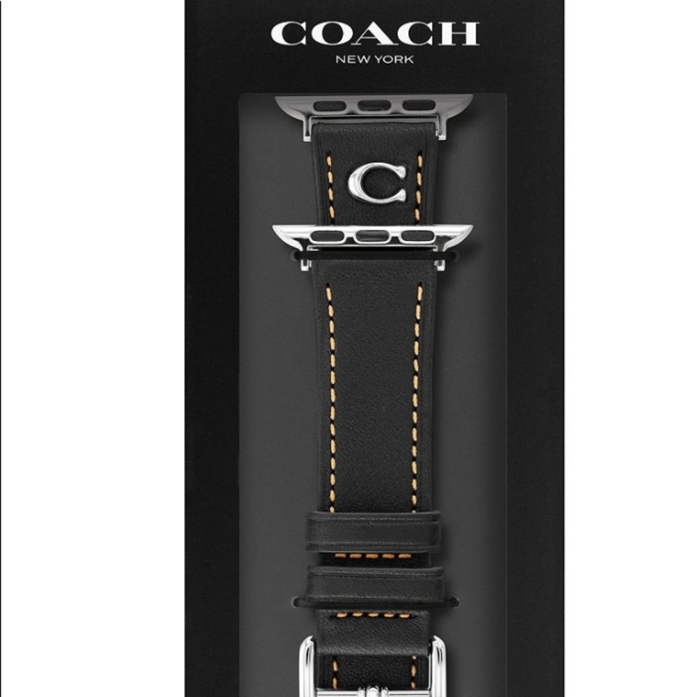 COACH Black Leather Strap 38-40mm Apple Watch Band